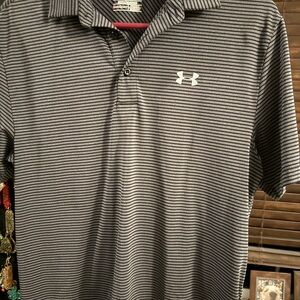 Under Armour Men's golf Shirt - Black and Gray Stripes
